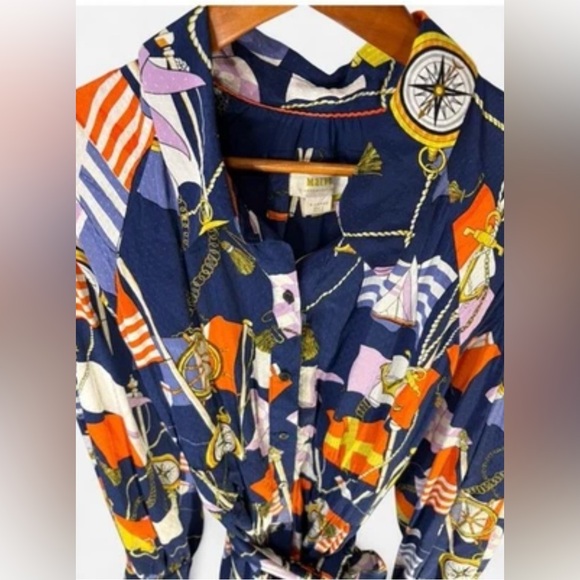 Maeve By Anthropologie Nautical Shirt Dress Mini  Womens XL
Navy gold Belt tie - Picture 7 of 15
